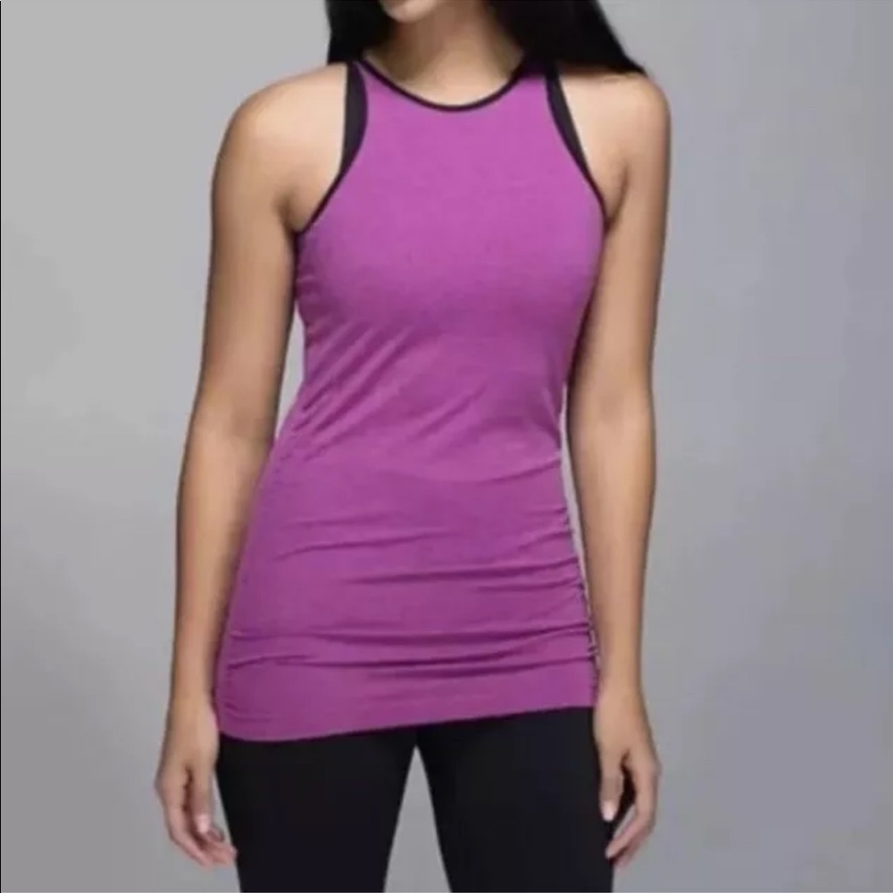 Lululemon In The Flow Tank Regal Plum Purple Top Ruched Scoop Back